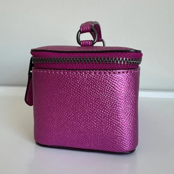 Coach Vanity Case Handled Zip Jewelry Travel Box Metallic Pink - Picture 7 of 16